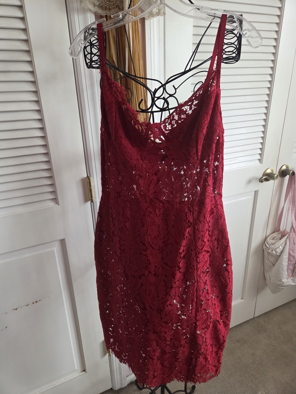 Fashion Nova Burgundy Lace Mini Slip Dress
